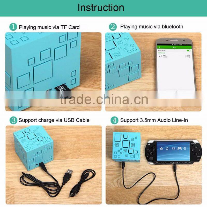 Mini Portable Q+ LED Bluetooth Speaker Square Subwoofer Speakers with Mic TF FM Radio Sound Box Boombox For Phone MP3 Player