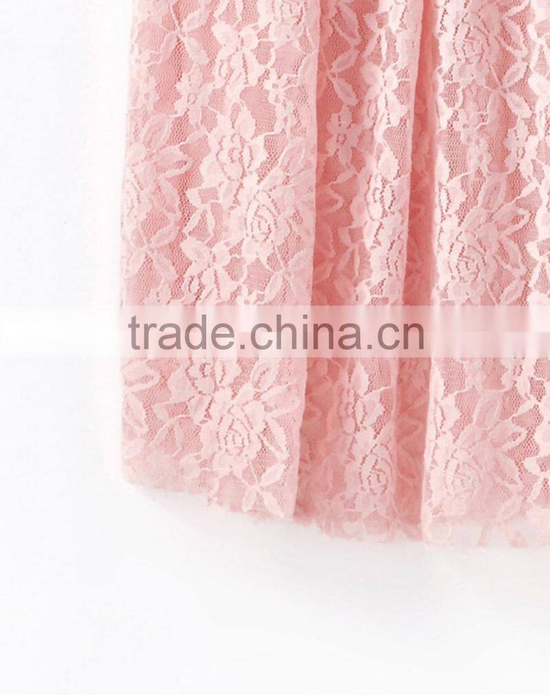 2016 Fashion Women Black Hollow Lace Midi Skirt