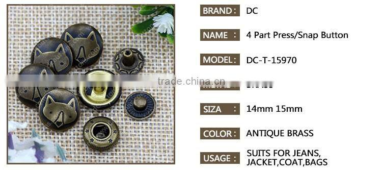 FOX Design Metal Button Snaps for Coat,Snap Fastener for Leather