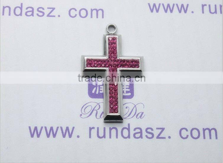Stainless Steel Cross Pendant Pink Crystal Pendant Vogue Pendant Jewellery