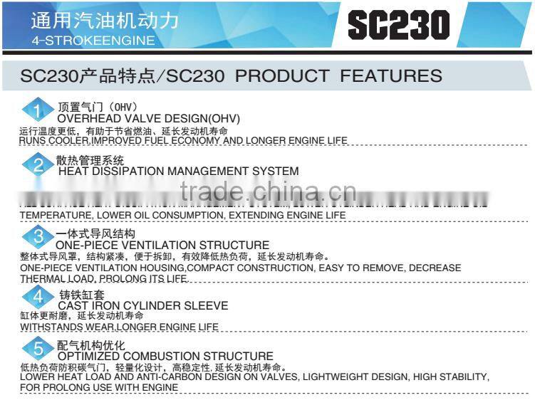 Good quality CE certificate 4.6kw SIngle Cylinder, 4 stroke gasoline engine