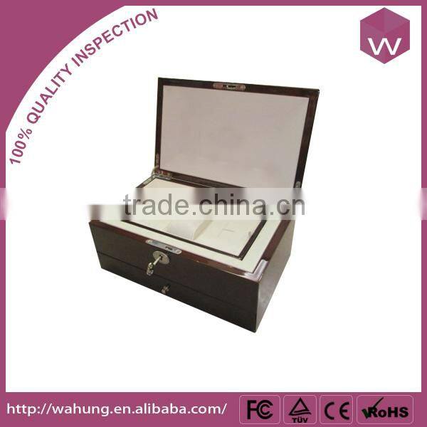 Portable Single Bottle Wood Wine Gift Box & Locked MDF Red Wing Case Black Design