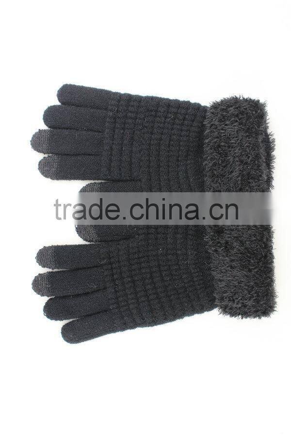 Winter warm touchscreen glove with three conductive fingertips for smart phone