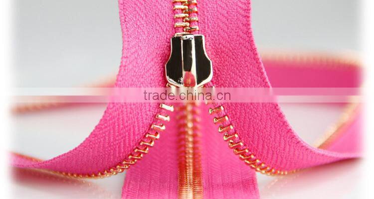 Retail any color fabric 45 cm large zipper chain with metal zipper head