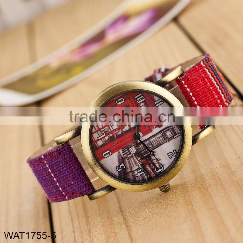 New Handmade Dial Denim Strap Wrist Watch