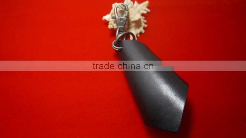 Fashionable diamond shape real leather key holder protection metal cross interlocked carabiner keychain