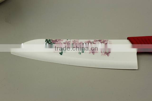 6" Pattern ceramic knife Chef Knife with printing stained paper flower on white blade