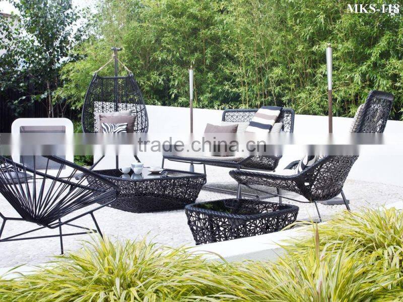 New Design Rattan Wicker garden sofa set Furniture (1.2mm alu frame with powder coated,10cm thickness cushion 250gr)