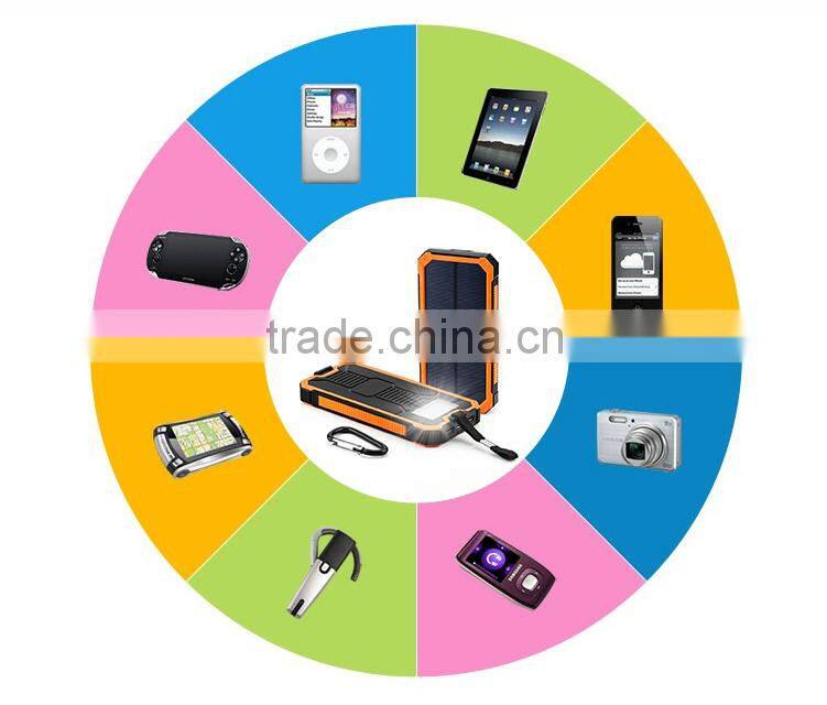 Brilliant quality portable solar 15000mAh power bank charger for mobile phone cafe