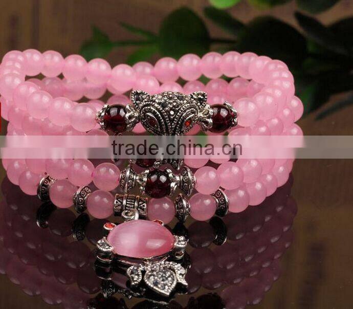 Natural Rose Quartz Crystal Beads Bracelets for wedding souvenir wholesale