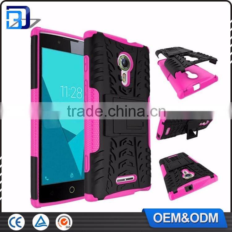 China Mobile Accessories TPU + PC Hard Back Cover Hybrid Case For Alcatel One Touch Flash 2 Armor Kickstand Case