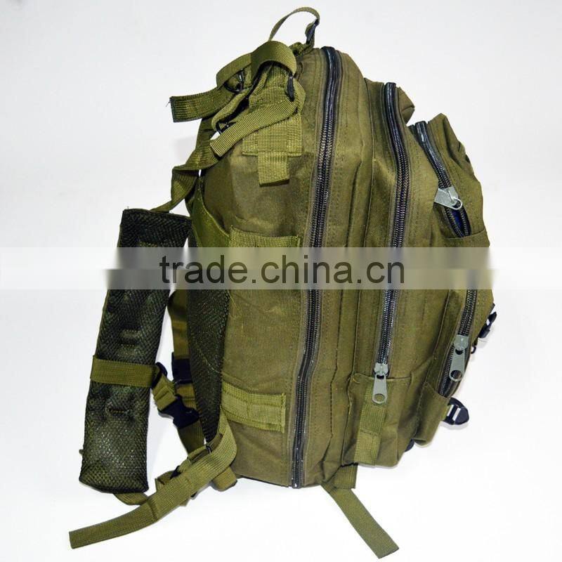 army green polyester multi-compartment hiking backpack