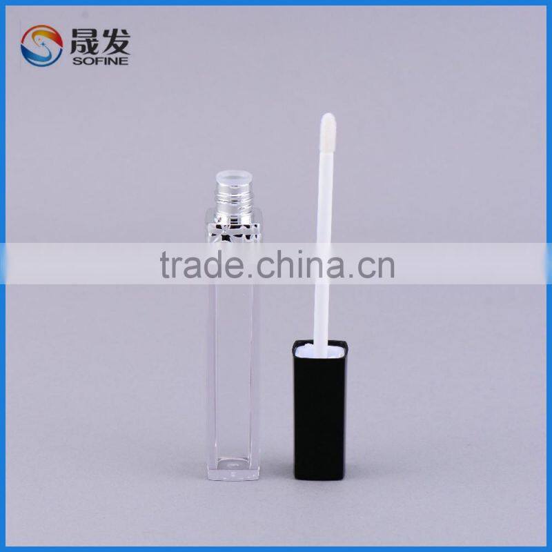 Transparent plastic cosmetic packaging lip gloss tube