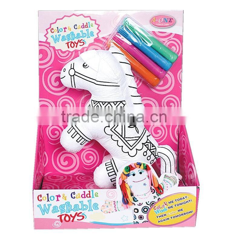 DIY Toy Coloring Washable Horse with 4 Markers