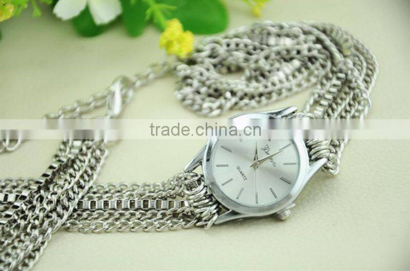 fashion Geneva wrist women metal long chain geneva lady watch