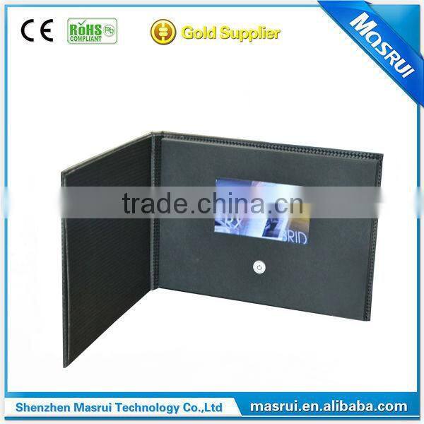 hardboad muti-page print video brochure/video book each page with light sensor control video paly