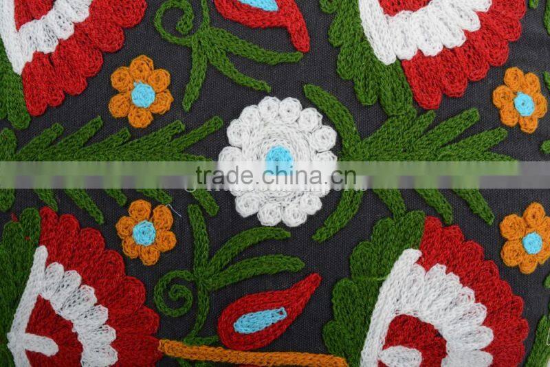 Indian Suzani Round Floor Pillows Cotton Ethnic Uzbek Embroidered Cushion Cover Boho Throw