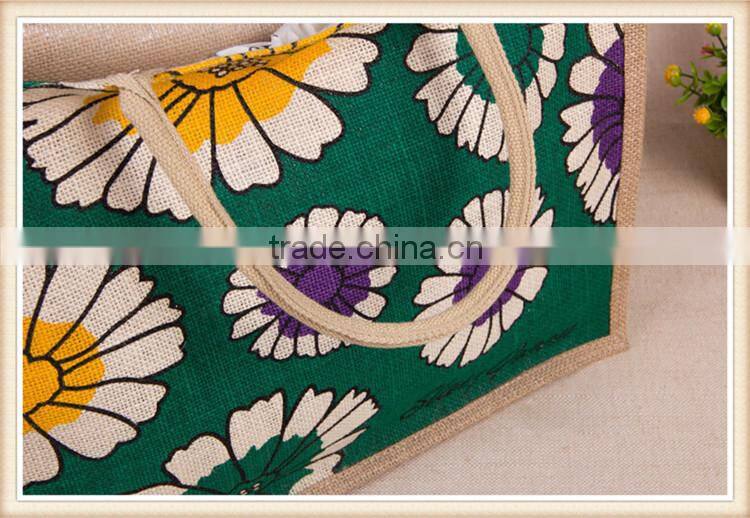 Ethnic style printing jute bag