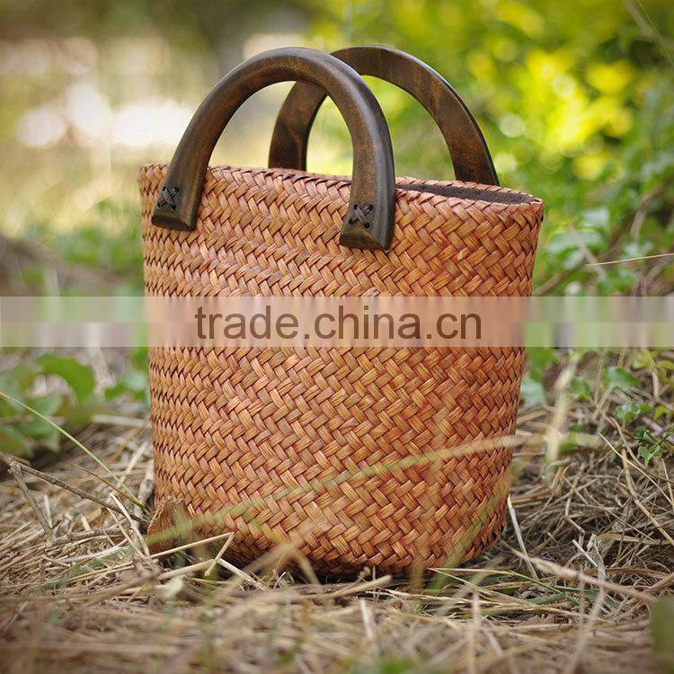 2016 new arrival beautiful straw bag brown women beach bag