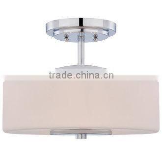 Polished Chrome Semi-Flush Mount Ceiling Fixture with Oval glass Shade