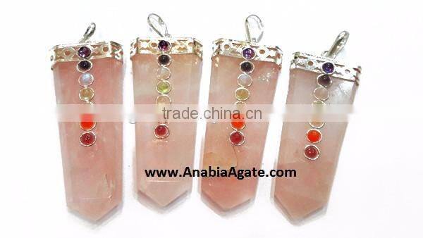 Black Jasper Chakra Flat Stick Pendant With Chakra Cabs : Wholesale Gemstone Chakra Pendants for sell