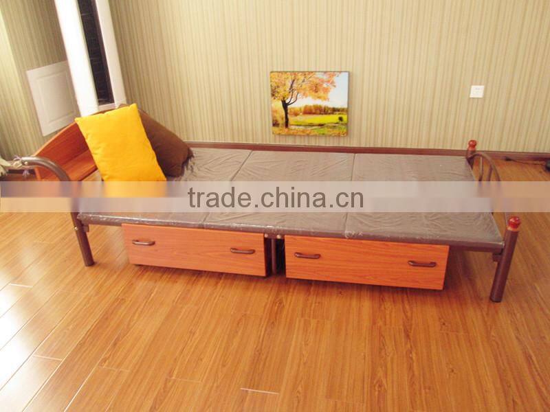 Single Metal Bed with wood Drawers
