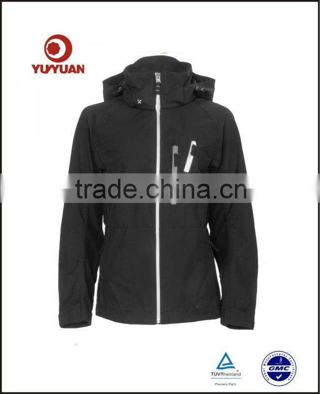 High quality waterproof breathable plain ski jacket with hood