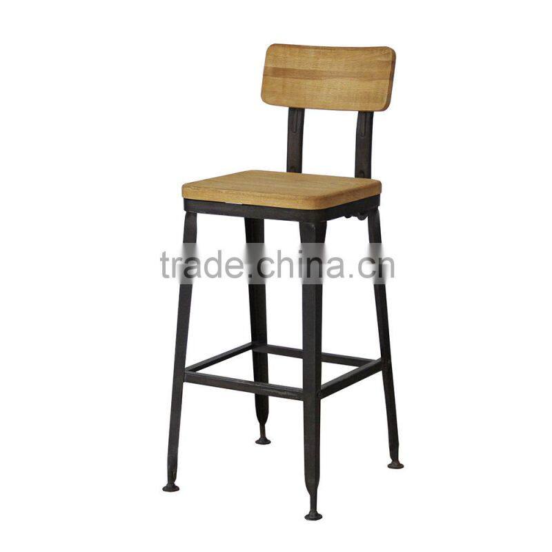 Top sale metal bar stool chair with wooden seat