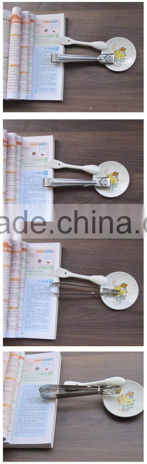 Stainless Steel Smile Food Bread clip BBQ Tongs Steak Grip Kitchen Food Vegetable Spring Clip Clamp Cake Tongs Barbecue Clip S72