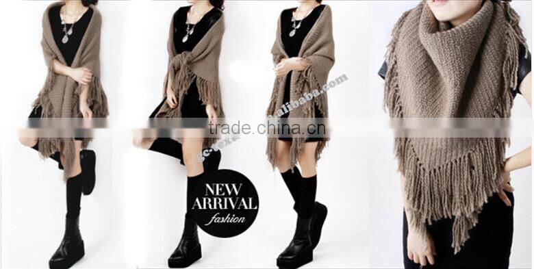 100% acrylic navy shawl/capelet with tassel for lady