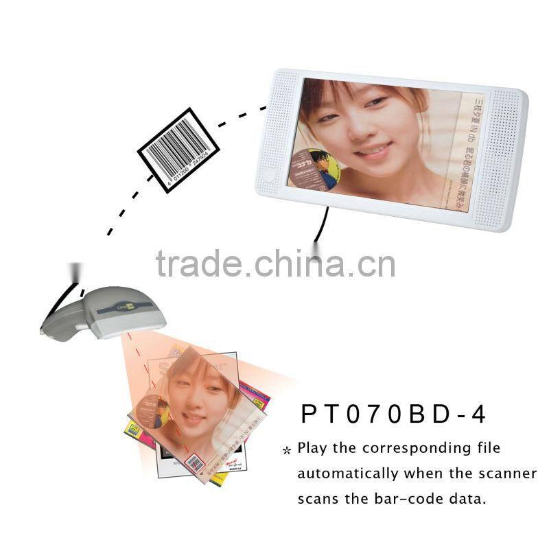 7 inch Supermarket Barcode Scanner mini USB Advertising Display LCD Battery Powered Digital Signage