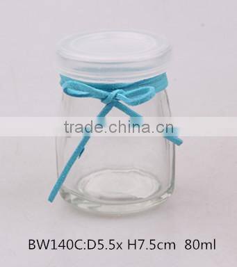 80ml mini glass milk bottle with plastic lid