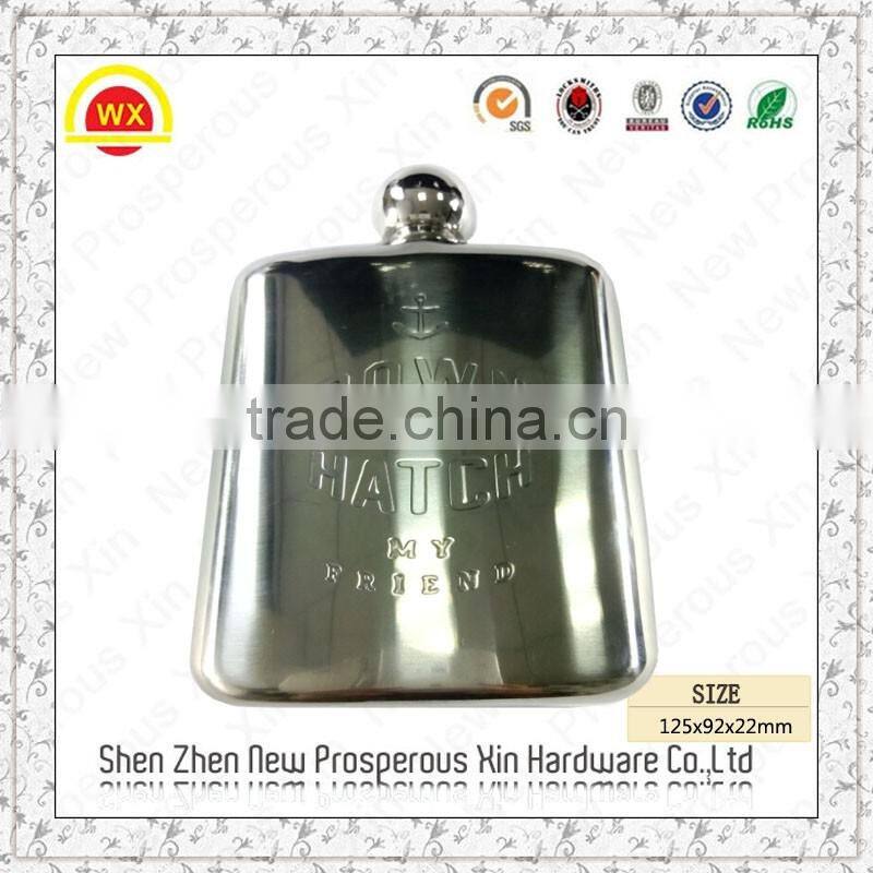 Hot Sale Custom 6 oz Mirror Finish Hip Flask with Silk Logo