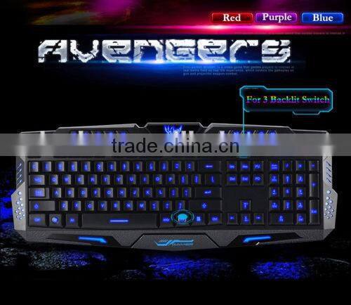 M200 Three Color Backlight Multimedia Ergonomic Gaming Keyboard Blue/Red/Purple