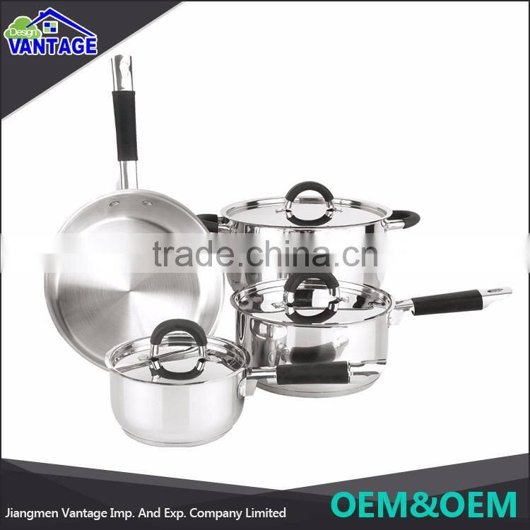 New arrival classical design 7pcs stainless steel well equipped kitchen cookware