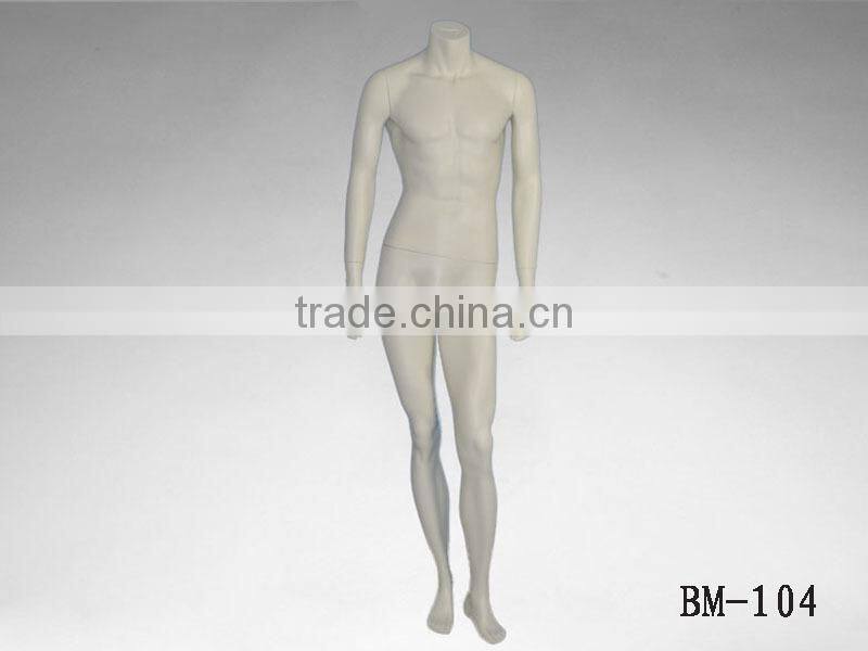 Display headless fiberglass standing male mannequin for sale