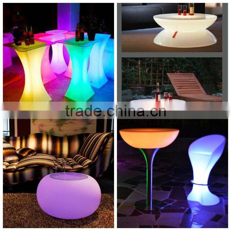 PE rechargeable remoted controlled decorative led glowing tables