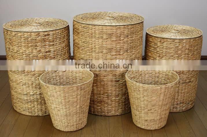 wholesale natural round water hyacinth basket with different size and lid