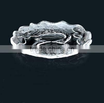 High quality glass fruit plate with embossing designs,decorative plate
