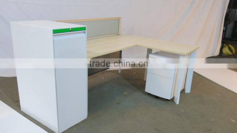 L-shape office workstation desk table steel wood office furniture