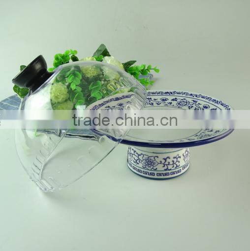 stocks white ceramic cake plate with plastic lid