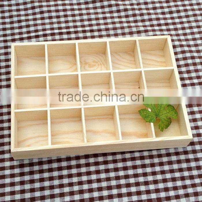 Homemade Solid Wooden Box Tea Bag Classification Candy Storage Box Product Display with15 pcs GridsLove and Simple style