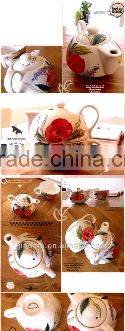 porcelain ceramic tea for one with flower decal