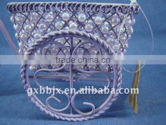Purple pearl wire car shape decorative candlestick craft