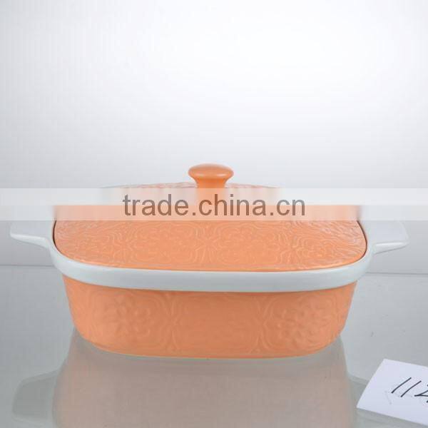 10.4"/8.7"/6.3"bright orange ceramic cookware sets pan with cover