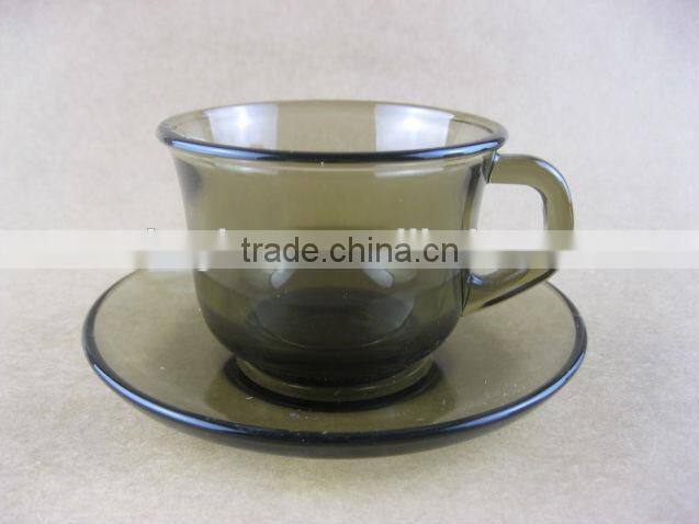 Glass cup and saucer/glassware