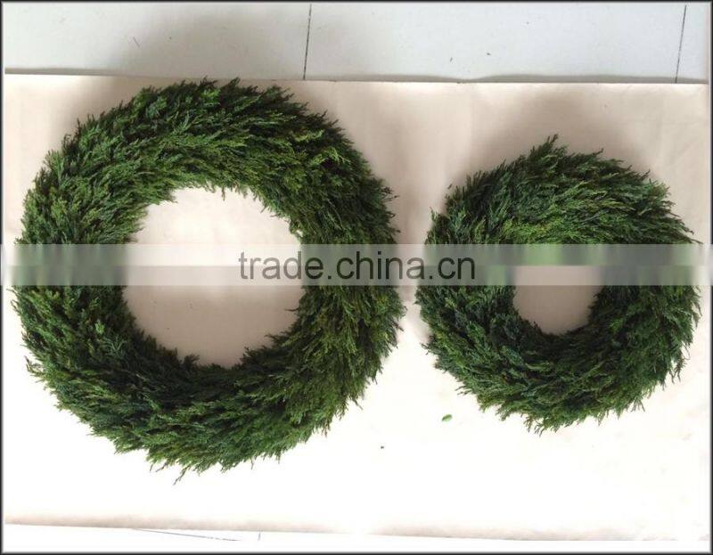 Indoor decorative preserved cypress wreath