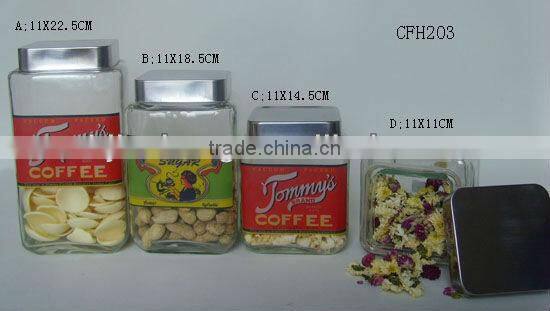 high quality spray glass letter jar storage for coffee and tea