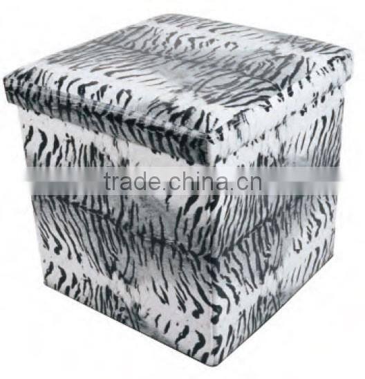 Strong and Sturdy Faux Leather Foldable Waterproof Tiger Skin Storage Stool