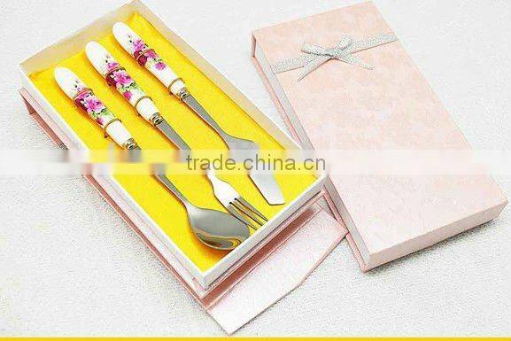 JQB-5518 Ceramic handle spoon and fork set/Christmas gift